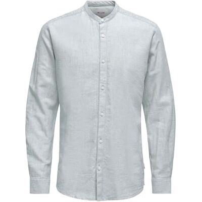 Only & Sons Herren O&S Leichtes Leinen Hemd Langarm Slim Fit Oberteil Einfarbiges Basic Shirt ONSCAIDEN, Farben:Blau-3, Größe Hemd:XXL Only & Sons Herren O&S Leichtes Leinen Hemd Langarm Slim Fit Oberteil Einfarbiges Basic Shirt ONSCAIDEN, Farben:Blau-3, Größe Hemd:XXL