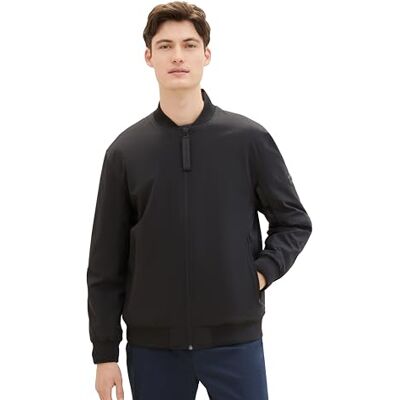 TOM TAILOR Denim Herren Bomberjacke im College-Style, 29999 Black, L TOM TAILOR Denim Herren Bomberjacke im College-Style, 29999 Black, L