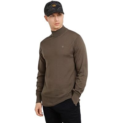 G-STAR Herren Premium Core Mock Neck Knitted Pullover, Braun (Turf D25175-D847-273), L G-STAR Herren Premium Core Mock Neck Knitted Pullover, Braun (Turf D25175-D847-273), L