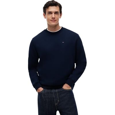 Tommy Jeans Herren TJM Reg Flag Fleece Crew Dm0dm20741c1g004 Pullover-Sweatshirt, Blue (Dark Night Navy), L EU Tommy Jeans Herren TJM Reg Flag Fleece Crew Dm0dm20741c1g004 Pullover-Sweatshirt, Blue (Dark Night Navy), L EU