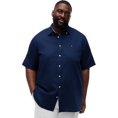 Tommy Hilfiger Herren Hemd Linen Solid Kurzarm, Blau (Carbon Navy), 3XL Tommy Hilfiger Herren Hemd Linen Solid Kurzarm, Blau (Carbon Navy), 3XL