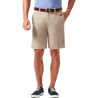 Haggar Herren Klassische Kurze Hose mit Einfarbiger Shorts Vorderseite, Putty-Flach, 54 DE Haggar Herren Klassische Kurze Hose mit Einfarbiger Shorts Vorderseite, Putty-Flach, 54 DE