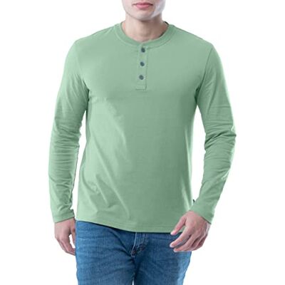 Lee Herren Langärmeliges t-Shirt aus Weicher Gewaschener Baumwolle Henley-Hemd, Basil, L Lee Herren Langärmeliges t-Shirt aus Weicher Gewaschener Baumwolle Henley-Hemd, Basil, L