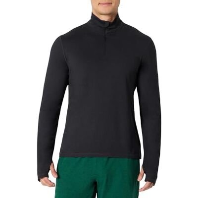 Amazon Herren Sportliches, Weiches, Leichtes Langarm-Trainingsoberteil mit Viertelreißverschluss, Schwarz Space-dye, XS Amazon Herren Sportliches, Weiches, Leichtes Langarm-Trainingsoberteil mit Viertelreißverschluss, Schwarz Space-dye, XS
