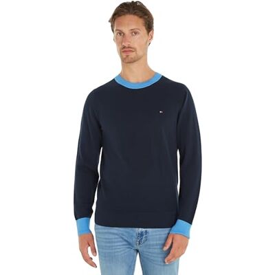 Tommy Hilfiger Herren Pullover Chain Ridge Structure C Neck Baumwolle, Blau (Desert Sky/ Blue Spell), XL Tommy Hilfiger Herren Pullover Chain Ridge Structure C Neck Baumwolle, Blau (Desert Sky/ Blue Spell), XL