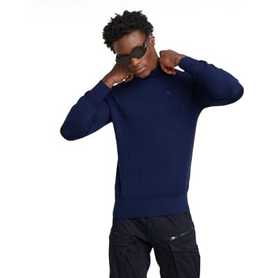 G-STAR Herren Premium Core Mock Neck Knitted Pullover, Blau (Imperial Blue D25175-D847-1305), S G-STAR Herren Premium Core Mock Neck Knitted Pullover, Blau (Imperial Blue D25175-D847-1305), S