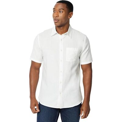 Amazon Herren Kurzärmliges Regular-Fit-Leinenhemd, Weiß, XL Amazon Herren Kurzärmliges Regular-Fit-Leinenhemd, Weiß, XL