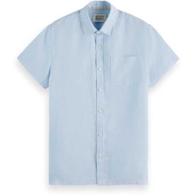 Scotch & Soda Men's Seasonal core-Short-Sleeved Regular fit Linen Shirt, Shirting Blue, M Scotch & Soda Men's Seasonal core-Short-Sleeved Regular fit Linen Shirt, Shirting Blue, M