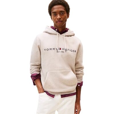 Tommy Hilfiger Herren Hoodie Tommy Logo mit Kapuze, Beige (Heathered Pebble), M Tommy Hilfiger Herren Hoodie Tommy Logo mit Kapuze, Beige (Heathered Pebble), M