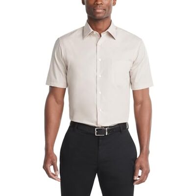 Van Heusen Herrenhemd, kurzärmelig, Normale Passform, Popeline, einfarbig, Stein, 42 cm Hals Van Heusen Herrenhemd, kurzärmelig, Normale Passform, Popeline, einfarbig, Stein, 42 cm Hals