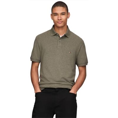 Tommy Hilfiger Herren Poloshirts Kurzarm in Regular Fit mit Stretch und Bio-Piqué-Baumwolle, Utility Olive Heather, XL Tommy Hilfiger Herren Poloshirts Kurzarm in Regular Fit mit Stretch und Bio-Piqué-Baumwolle, Utility Olive Heather, XL