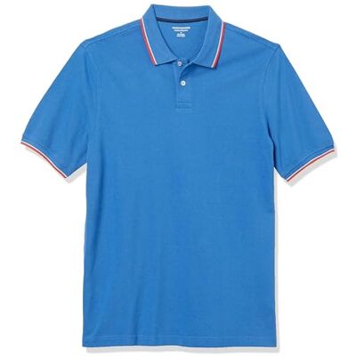 Amazon Herren-Poloshirt aus Baumwollpiqué, normale Passform (erhältlich in Big & Tall), Blau, Rot, Weiß, Streifen, Größe XL Amazon Herren-Poloshirt aus Baumwollpiqué, normale Passform (erhältlich in Big & Tall), Blau, Rot, Weiß, Streifen, Größe XL