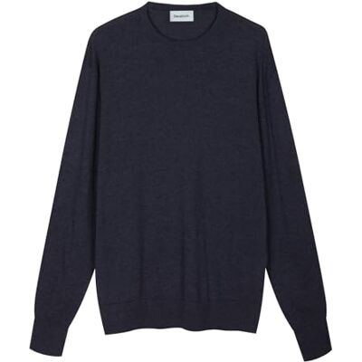 Diana Studio – Herrenpullover aus extrafeiner Merinowolle und Bio-Baumwolle mit Rundhalsausschnitt, Grau, Größe XL, Normale Passform Diana Studio – Herrenpullover aus extrafeiner Merinowolle und Bio-Baumwolle mit Rundhalsausschnitt, Grau, Größe XL, Normale Passform