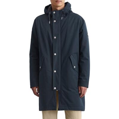 Marc O' Polo Herren Parka mit Kapuze wasserabweisend, Blau (Dark Navy), L Marc O' Polo Herren Parka mit Kapuze wasserabweisend, Blau (Dark Navy), L