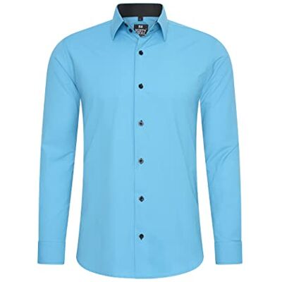 Rusty Neal Herren-Hemd Premium Slim Fit Langarm Stretch Grau Kentkragen Business-Hemd Freizeithemd M Rusty Neal Herren-Hemd Premium Slim Fit Langarm Stretch Grau Kentkragen Business-Hemd Freizeithemd M