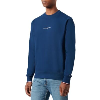 Tommy Hilfiger WCC TOMMY LOGO TIPPED CREWNECK Pullover Sweatshirt Herren, Blue (Night Sky), XL Tommy Hilfiger WCC TOMMY LOGO TIPPED CREWNECK Pullover Sweatshirt Herren, Blue (Night Sky), XL