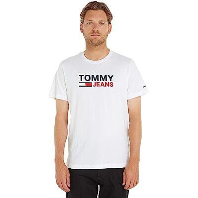 Tommy Jeans Tommy Hilfiger Herren Tjm Reg Corp Logo Tee Dm0dm15379 Kurzarm T-Shirts, Weiß (White), S EU Tommy Jeans Tommy Hilfiger Herren Tjm Reg Corp Logo Tee Dm0dm15379 Kurzarm T-Shirts, Weiß (White), S EU