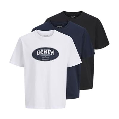 JACK & JONES Jjedover Denim Tee Ss O-Neck 3Pk Mp JACK & JONES Jjedover Denim Tee Ss O-Neck 3Pk Mp