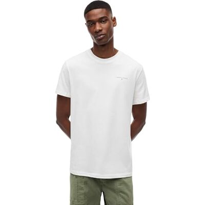 Tommy Jeans Herren T-Shirt Kurzarm Linear Chest Tee Slim Fit, Weiß (Ecru), 3XL Tommy Jeans Herren T-Shirt Kurzarm Linear Chest Tee Slim Fit, Weiß (Ecru), 3XL