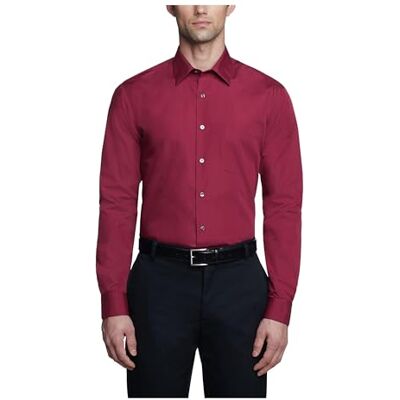 Van Heusen Herren Popeline, enganliegend, Fester spitzer Kragen Klassisches Hemd, Magenta, 43 cm Hals 81 cm-84 cm Ärmel Van Heusen Herren Popeline, enganliegend, Fester spitzer Kragen Klassisches Hemd, Magenta, 43 cm Hals 81 cm-84 cm Ärmel