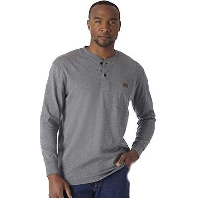 Wrangler Henley-Shirt für Herren, langärmelig, Dunkles grau, 3X Wrangler Henley-Shirt für Herren, langärmelig, Dunkles grau, 3X