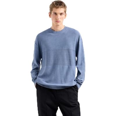 Armani Exchange Herren Comber Cotton with Horizontal Stripe Pullover Sweater, Flint Stone, S EU Armani Exchange Herren Comber Cotton with Horizontal Stripe Pullover Sweater, Flint Stone, S EU