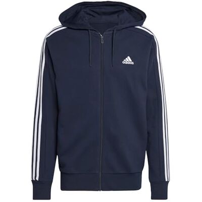 Adidas Herren Essentials French Terry 3-Stripes Full-Zip Hoodie, Legend Ink/White, XL Adidas Herren Essentials French Terry 3-Stripes Full-Zip Hoodie, Legend Ink/White, XL