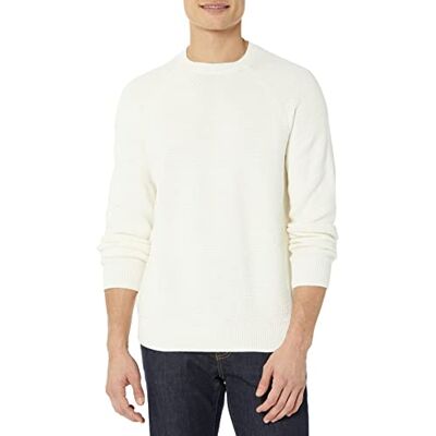 Amazon Herren Oversize-Pullover mit Rundhalsausschnitt aus strukturierter Baumwolle, Eierschalenweiß, XS Amazon Herren Oversize-Pullover mit Rundhalsausschnitt aus strukturierter Baumwolle, Eierschalenweiß, XS