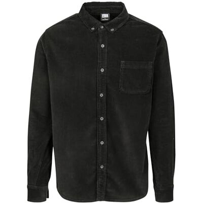 Urban Classics Herren Corduroy Shirt Hemd, Schwarz, S Urban Classics Herren Corduroy Shirt Hemd, Schwarz, S