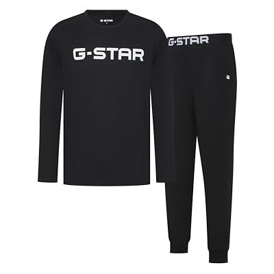 G-STAR Herren-Schlafset, langärmelig, T-Shirt und Hose mit Bündchen, Schwarz, XL G-STAR Herren-Schlafset, langärmelig, T-Shirt und Hose mit Bündchen, Schwarz, XL