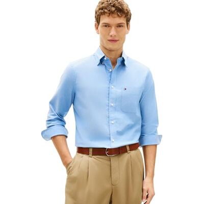 Tommy Hilfiger Herren Hemd Light Oxford Solid mit Stretch, Blau (Shirt Blue), L Tommy Hilfiger Herren Hemd Light Oxford Solid mit Stretch, Blau (Shirt Blue), L