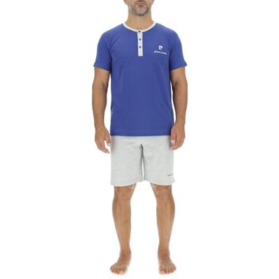 pierre cardin underwear Pyjama für Herren, kurz, Baumwolle, Nachtwäsche, Set aus T-Shirt und Shorts, Königsblau/Hellgrau, M pierre cardin underwear Pyjama für Herren, kurz, Baumwolle, Nachtwäsche, Set aus T-Shirt und Shorts, Königsblau/Hellgrau, M