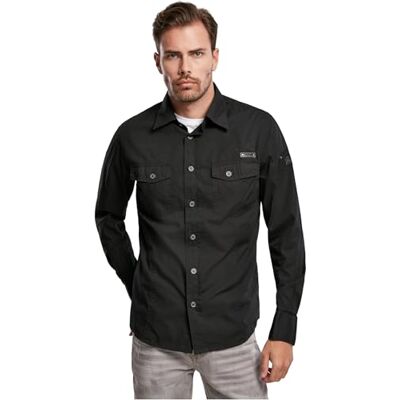 Brandit Slim Fit Shirt Long Sleeve, Farbe: Black, Größe: S Brandit Slim Fit Shirt Long Sleeve, Farbe: Black, Größe: S