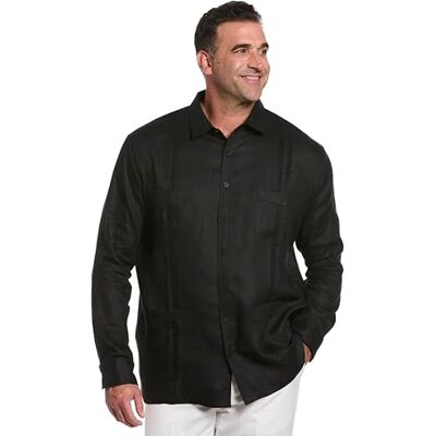 Cubavera Herren Guayabera Hemd mit Button Down Kragen, Jet Black, M EU Cubavera Herren Guayabera Hemd mit Button Down Kragen, Jet Black, M EU