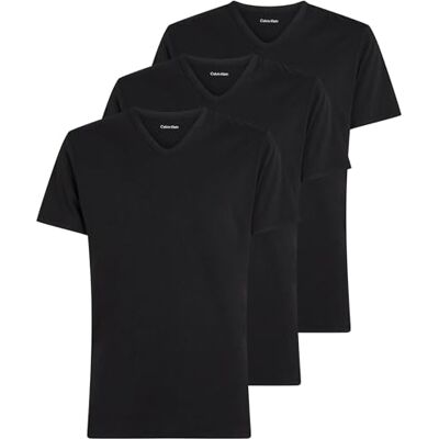 Calvin Herren 3er Pack T-Shirts Kurzarm mit V-Ausschnitt, Schwarz (Black, Black, Black), S Calvin Herren 3er Pack T-Shirts Kurzarm mit V-Ausschnitt, Schwarz (Black, Black, Black), S