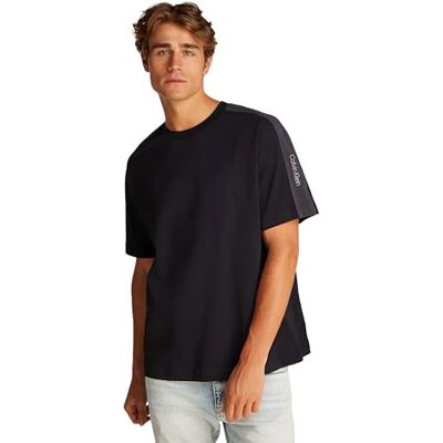 Calvin Herren T-Shirt Kurzarm Logo Tape Tee mit Rundhalsausschnitt, Schwarz (Ck Black), XXXL Calvin Herren T-Shirt Kurzarm Logo Tape Tee mit Rundhalsausschnitt, Schwarz (Ck Black), XXXL