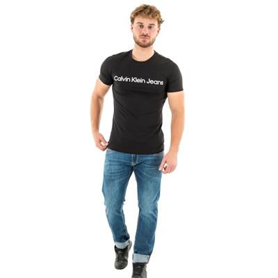 Calvin Klein Herren T-Shirt Kurzarm Core Institutional Logo Slim Tee Rundhalsausschnitt, Schwarz (Ck Black), XS Calvin Klein Herren T-Shirt Kurzarm Core Institutional Logo Slim Tee Rundhalsausschnitt, Schwarz (Ck Black), XS