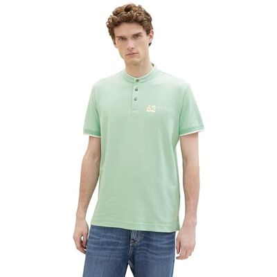 TOM TAILOR Herren Piqué Poloshirt mit Schriftzug, 23383 Paradise Mint, L TOM TAILOR Herren Piqué Poloshirt mit Schriftzug, 23383 Paradise Mint, L