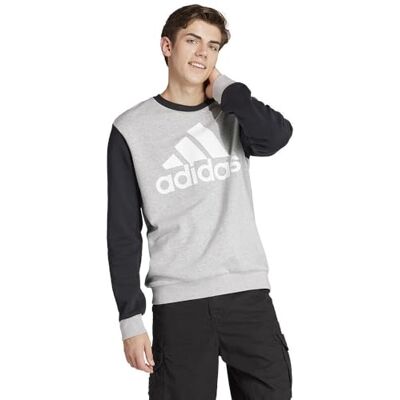 Adidas Herren Essentials Fleece Big Logo Sweatshirt, medium Grey Heather/Black, S Adidas Herren Essentials Fleece Big Logo Sweatshirt, medium Grey Heather/Black, S