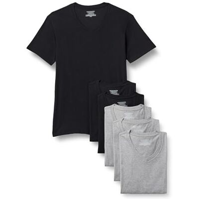 Amazon Unterhemden Herren mit V-Ausschnitt, Atmungsaktiv, Baumwolle, 6er-Pack, Grau Meliert/Schwarz, XL Amazon Unterhemden Herren mit V-Ausschnitt, Atmungsaktiv, Baumwolle, 6er-Pack, Grau Meliert/Schwarz, XL
