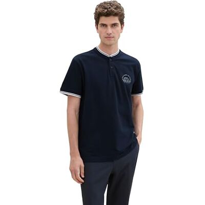 TOM TAILOR Herren Basic Piqué Poloshirt mit Stehkragen, Sky Captain Blue, M TOM TAILOR Herren Basic Piqué Poloshirt mit Stehkragen, Sky Captain Blue, M
