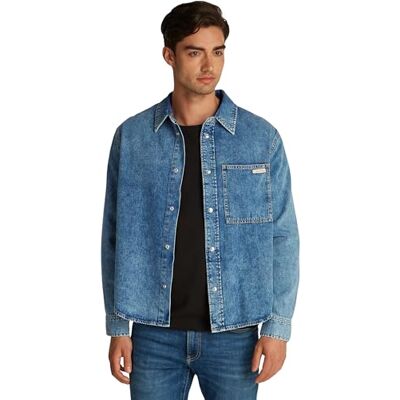 Calvin Herren Jeanshemd Regular Denim Shirt Brusttasche, Blau (Denim Light), M Calvin Herren Jeanshemd Regular Denim Shirt Brusttasche, Blau (Denim Light), M