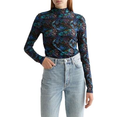 Scotch & Soda Langärmeliges T-Shirt mit Stehkragen und durchgehendem Druck, Fasan U023, M Scotch & Soda Langärmeliges T-Shirt mit Stehkragen und durchgehendem Druck, Fasan U023, M