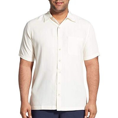 Van Heusen Herren Big and Tall Air Kurzarm-Shirt mit Knopfleiste aus Poly-Rayon, Gestreift Hemd mit Button-Down-Kragen, Creme Egret, XX-Large Hoch Van Heusen Herren Big and Tall Air Kurzarm-Shirt mit Knopfleiste aus Poly-Rayon, Gestreift Hemd mit Button-Down-Kragen, Creme Egret, XX-Large Hoch