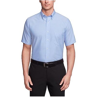 Van Heusen Herrenhemden, kurzärmelig, Oxford, einfarbig, Blau, 42 cm Hals Van Heusen Herrenhemden, kurzärmelig, Oxford, einfarbig, Blau, 42 cm Hals
