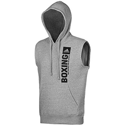 Adidas Community Vertical Hoody Sleeveless Boxing, ärmelloser Kapuzenpullover, grau, XXL Adidas Community Vertical Hoody Sleeveless Boxing, ärmelloser Kapuzenpullover, grau, XXL