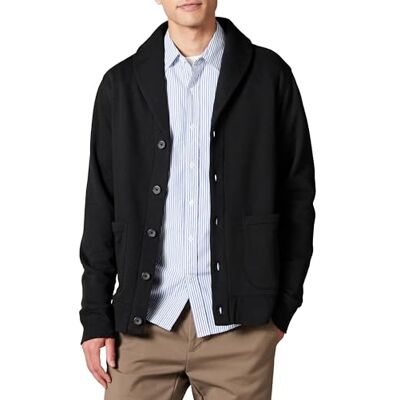 Amazon Herren Strickjacke aus Fleece mit Langen Ärmeln und Schalkragen, Schwarz, L Amazon Herren Strickjacke aus Fleece mit Langen Ärmeln und Schalkragen, Schwarz, L