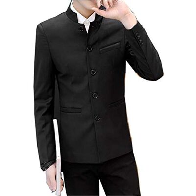 Pearl Chinesische Tunika für Herren, Mandarinenkragen, formelle Jacke, schmale Passform, Knopfleiste vorne, Blazer, traditionelle Uniform, Bräutigam Kleid Schwarz L Pearl Chinesische Tunika für Herren, Mandarinenkragen, formelle Jacke, schmale Passform, Knopfleiste vorne, Blazer, traditionelle Uniform, Bräutigam Kleid Schwarz L