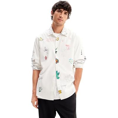Desigual Herren Cam_Santi T-Shirt, Weiß, M EU Desigual Herren Cam_Santi T-Shirt, Weiß, M EU