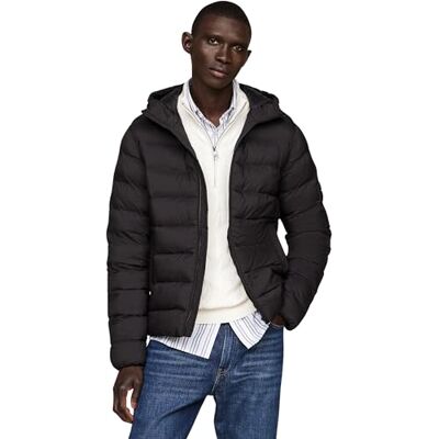 Tommy Hilfiger Herren Steppjacke Mid Weight mit Kapuze, Schwarz (Black), 3XL Tommy Hilfiger Herren Steppjacke Mid Weight mit Kapuze, Schwarz (Black), 3XL